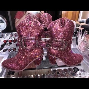 New Pink Sheriff Shine Rhinestone Boots 9